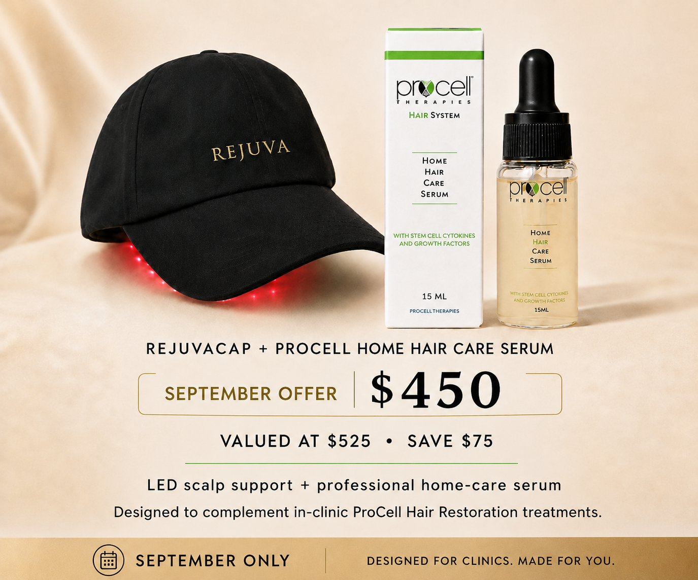 Rejuva LED Hair Growth Cap with Procell Hair Growth Serum