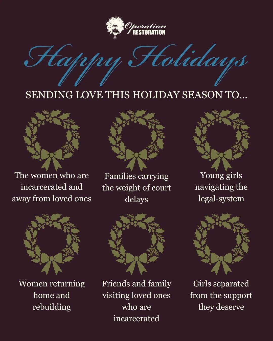 ❤️ This holiday season, we want you to know that you are never alone. Operation Restoration is a place where you can always find support and a sense of home. Wishing you warmth and love throughout the season. 🌟

#OperationRestoration #WomenSupportin