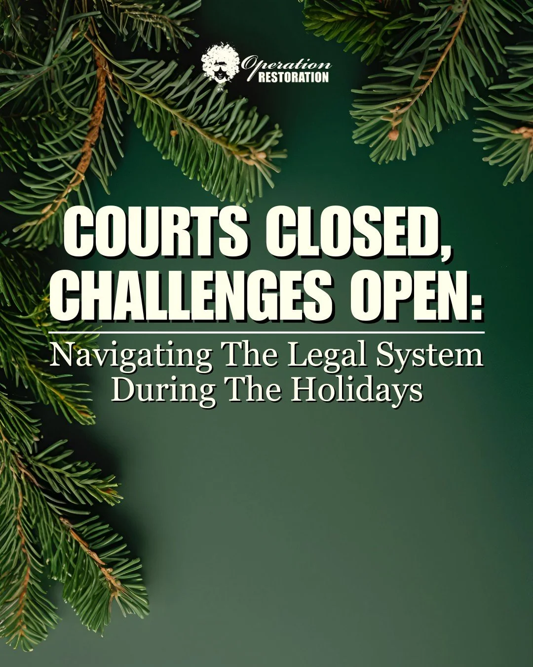 The holiday season can be especially challenging for people navigating the legal system. Swipe through to see what slower court schedules and longer waits in pretrial detention can mean for mental health and family connections. 

At Operation Restora