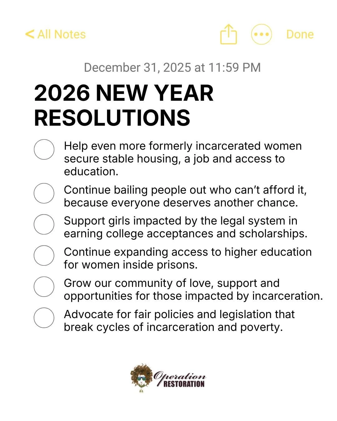New year, same mission with even bigger goals. 💫
In 2026, we&rsquo;re committed to helping formerly incarcerated women find stable housing and meaningful jobs, uplifting girls impacted by the legal system and growing deeper in community.

Here&rsquo