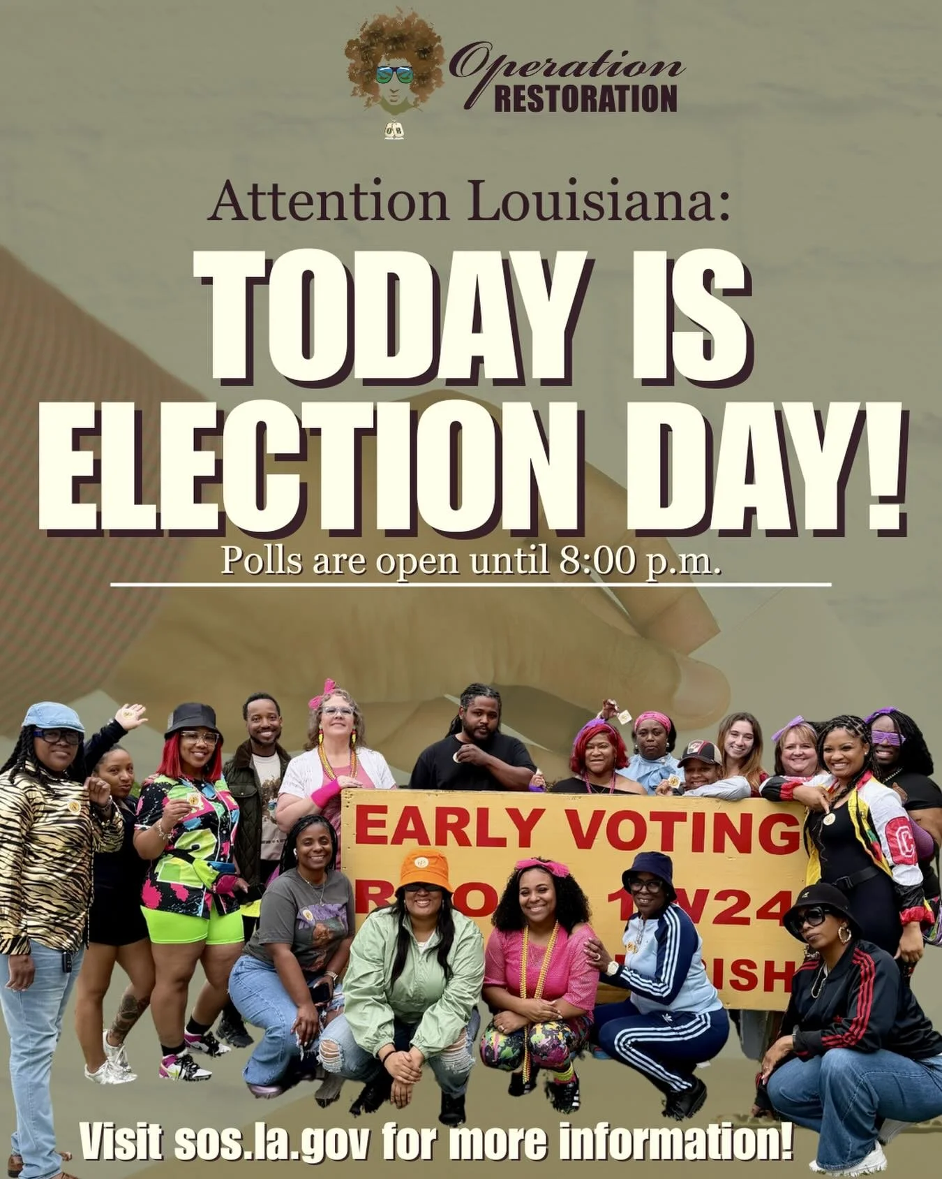🗳️ Today is Election Day, Louisiana!

Polls are open and your voice matters. Every election shapes our communities, our future, and the issues that impact us all. 💙

If you haven&rsquo;t already, make your way to the polls today.

Visit sos.la.gov 