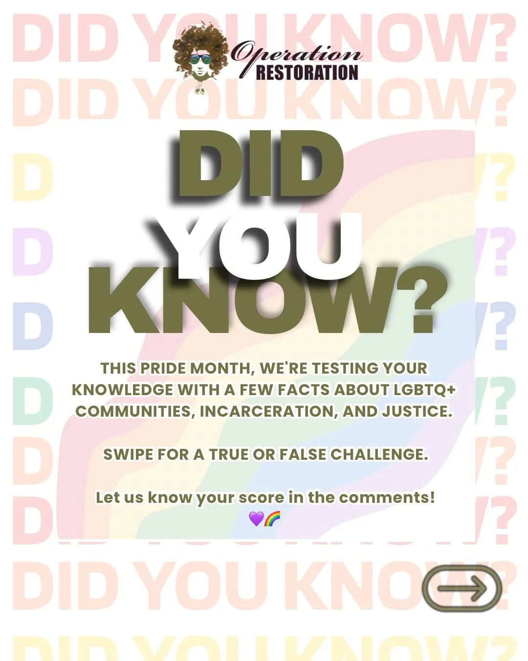 Be honest&hellip;how many did you get right? 👀🌈

Did any of the answers surprise you? 🤔

💜 Give yourself 1 point for every correct answer.
👇 Drop your score in the comments.

Happy Pride Month!🤩✨

#PrideMonth #OperationRestoration #TrueOrFalse 