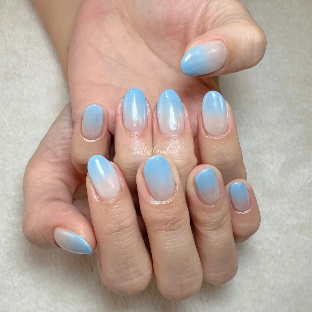 🐬🍦 cream soda ombr&eacute; chrome nails 🩵

📲 Book your appointment via Whatsapp 97211418, Instagram DM, or Telegram @littlefloralcat

📍317 Outram Road Concorde Shopping Centre #02-30 S169075 (beside Havelock MRT) 

⏰ Open daily 10am to 7pm last 