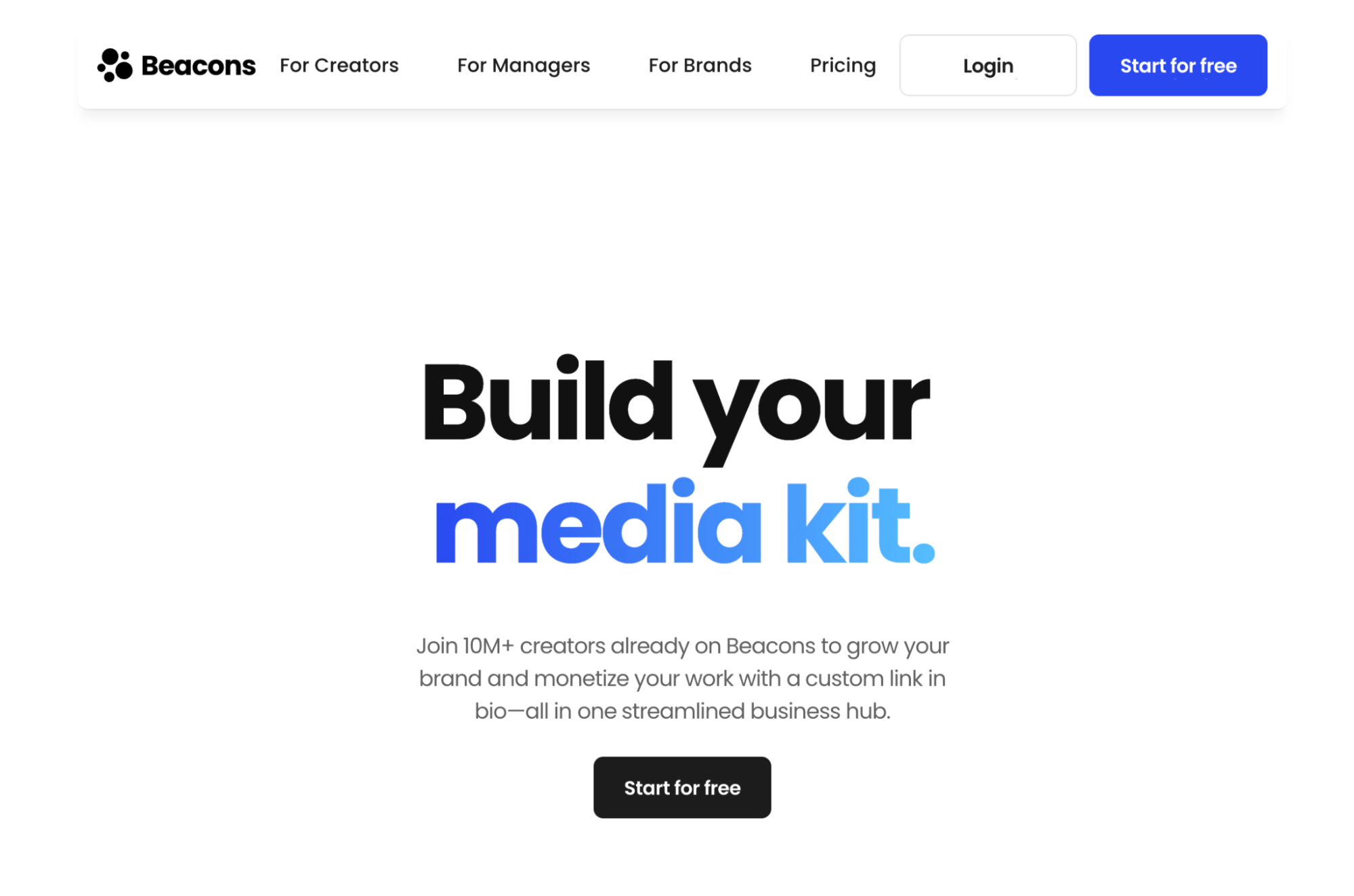 beacons homepage screenshot