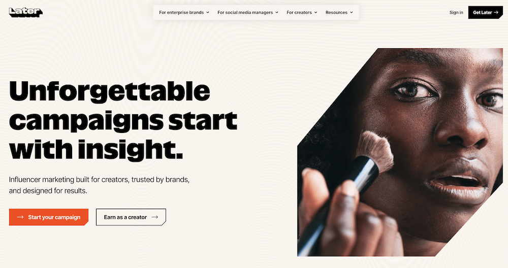 later homepage screenshot