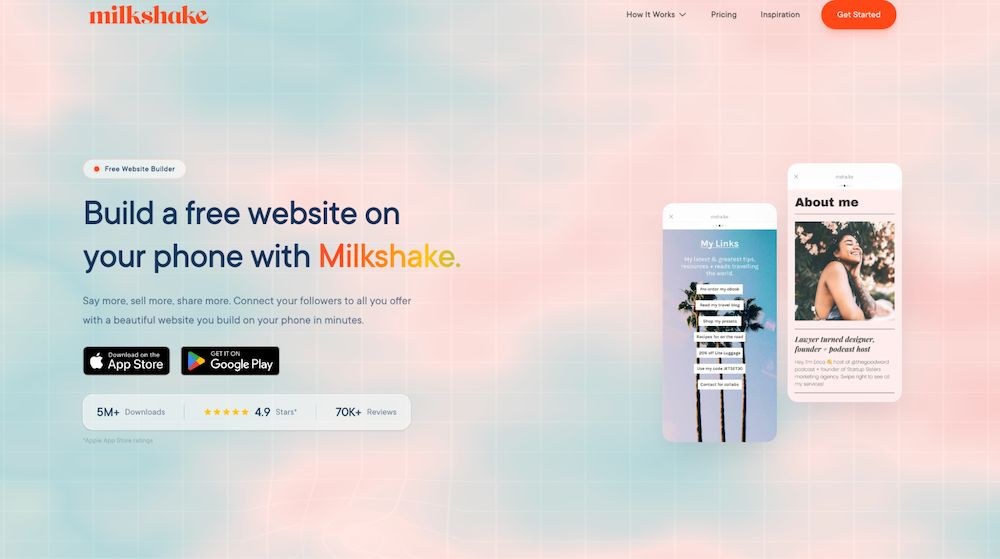 milkshake homepage screenshot