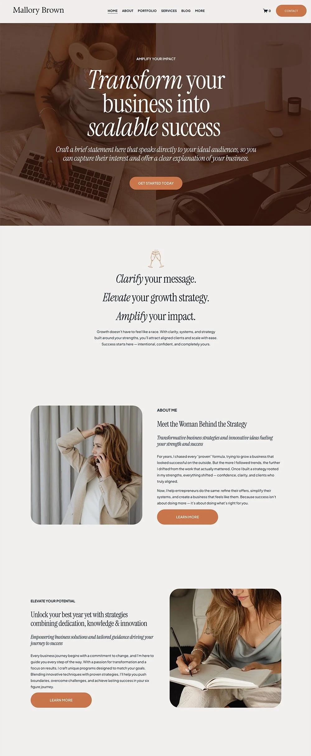 Mallory template homepage preview mockup