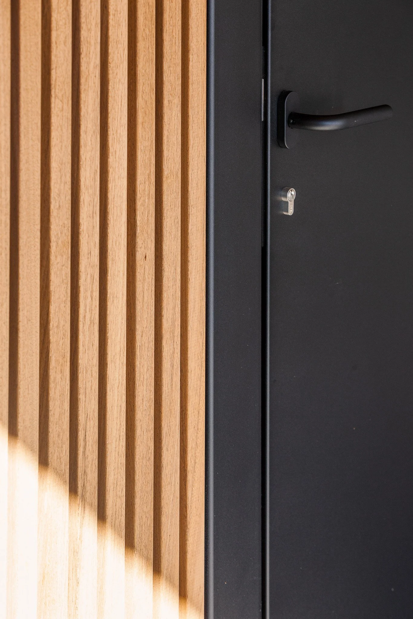 Aluminium draaideur met cilinderslot in RAL 9005 Str.