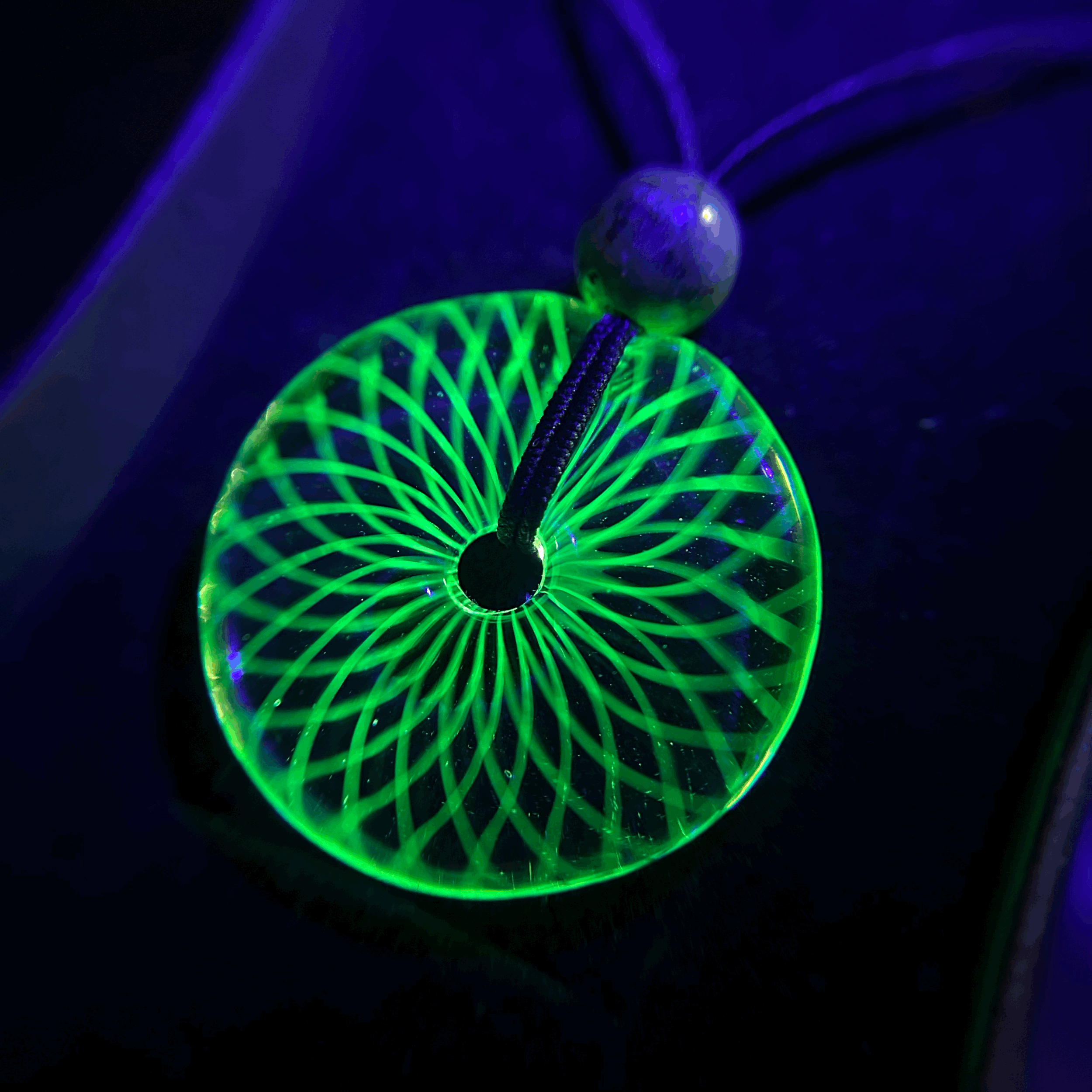 UV Reactive Reticello Coin Pendant