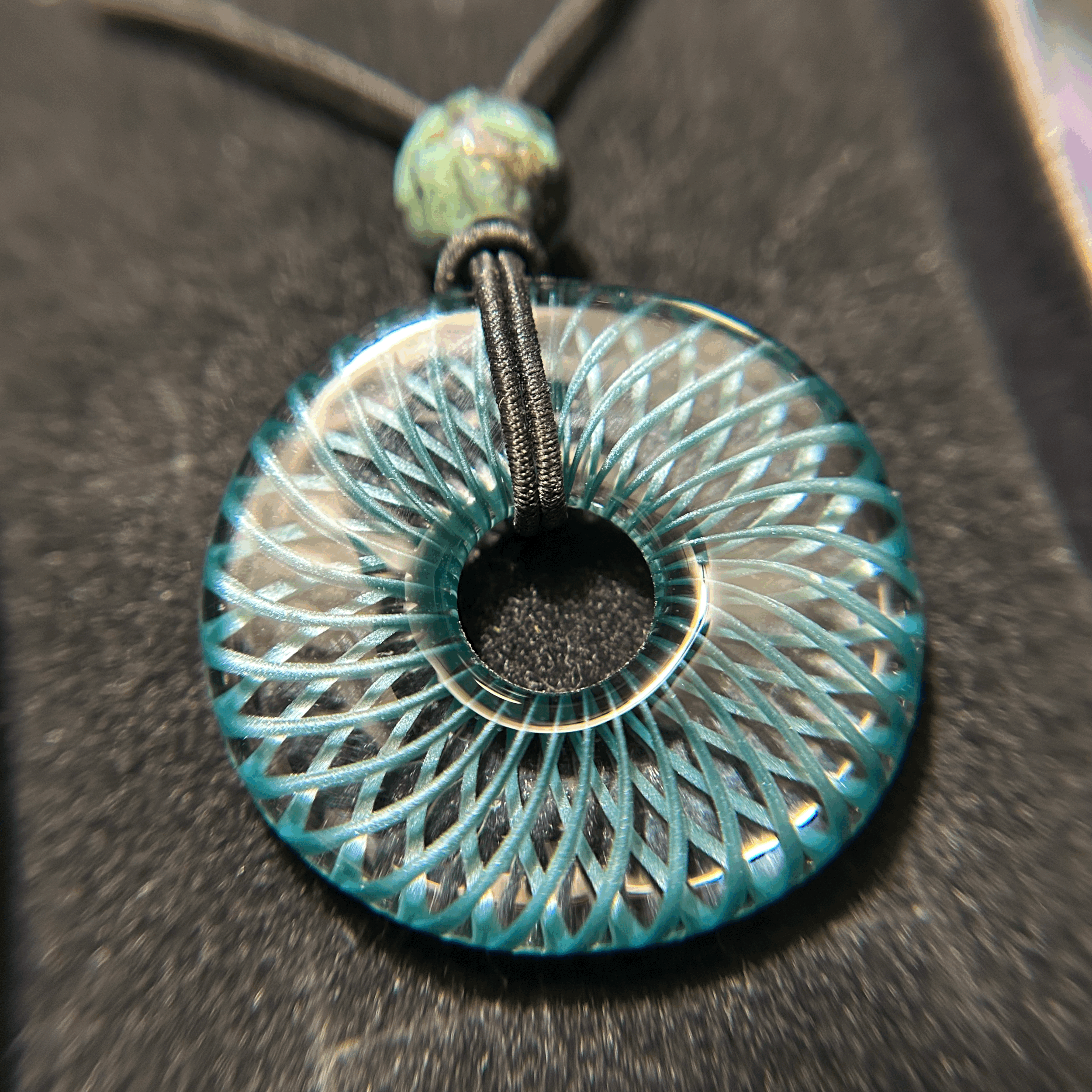 Blue Metallic Reticello Coin Pendant