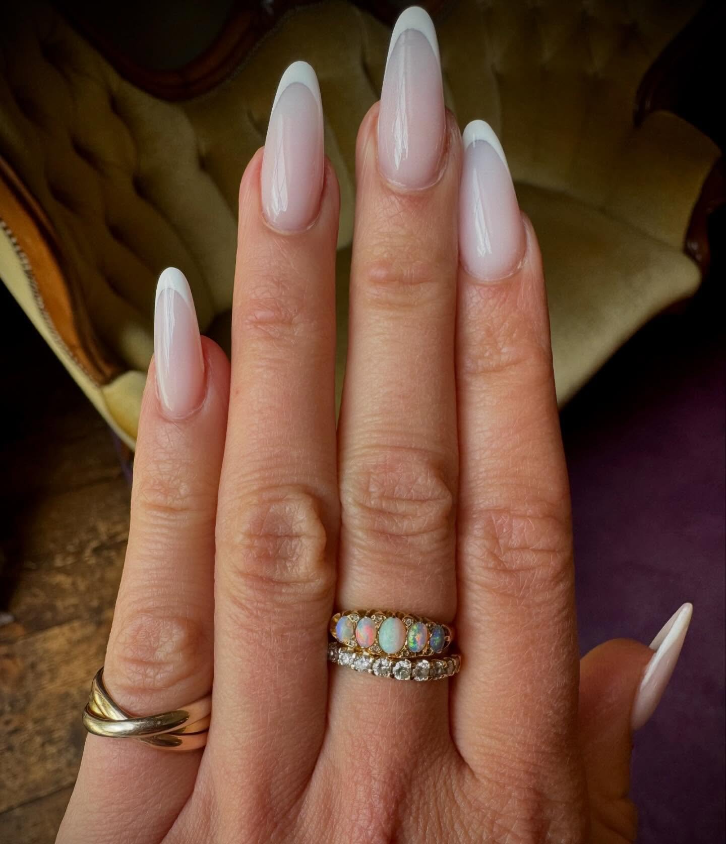 Two timeless treasures, one irresistible pairing.
Fall in love with the delicate fire of natural opals and the sparkle of diamonds &mdash; a perfect match in 18k gold.

Featuring:

An Edwardian opal &amp; diamond stacker ring with dreamy color play💍