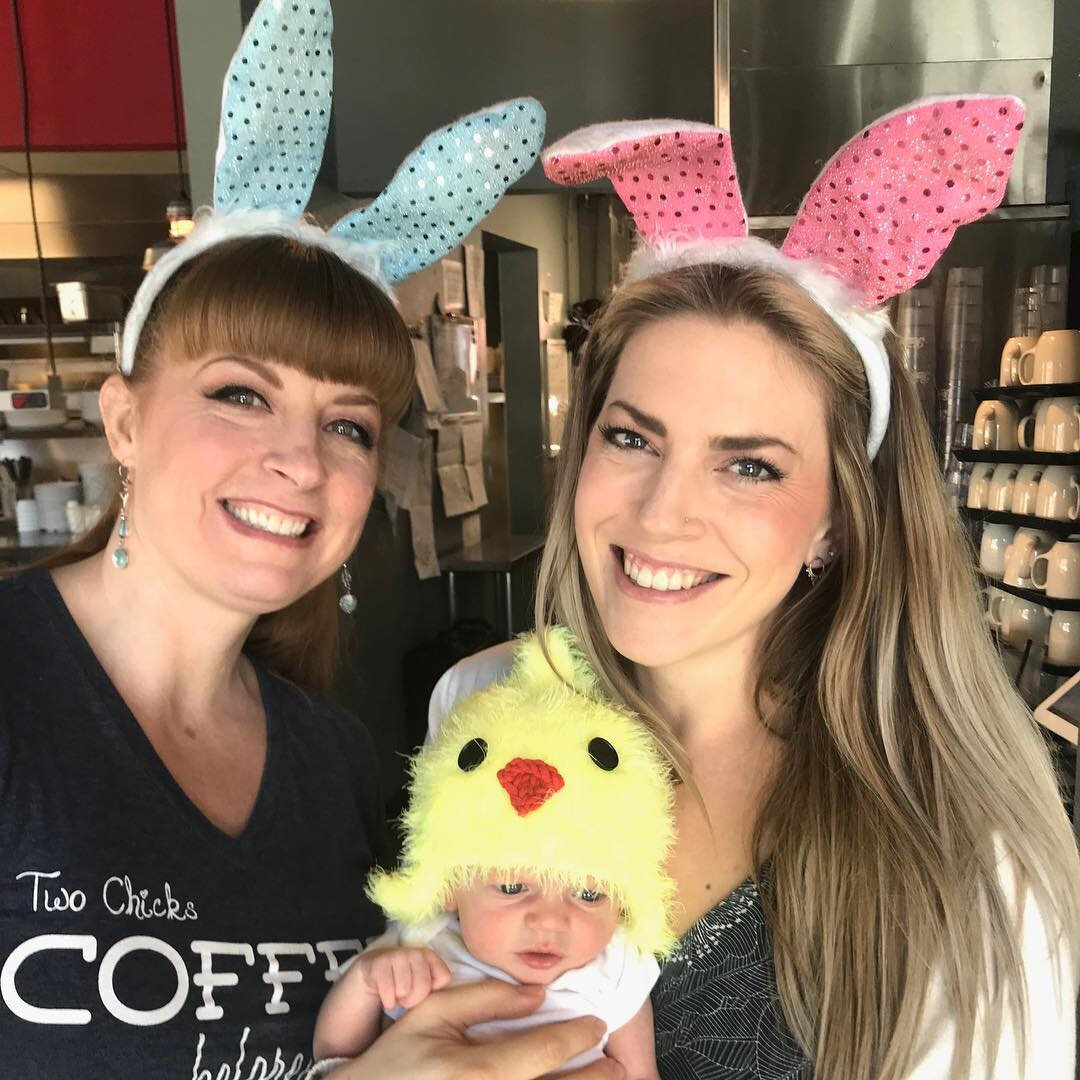 Hoppy Easter from The Two Chicks Team! Here's a little throwback from 2018. We hope you're having a great day with your family and we are open for all your brunch needs!