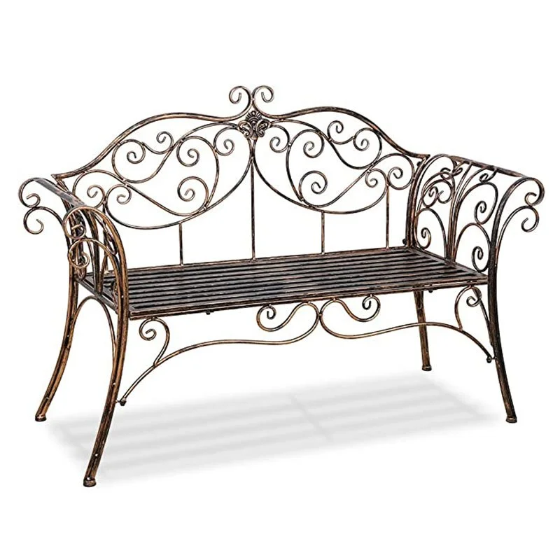 Ornate metal memorial bench for garden