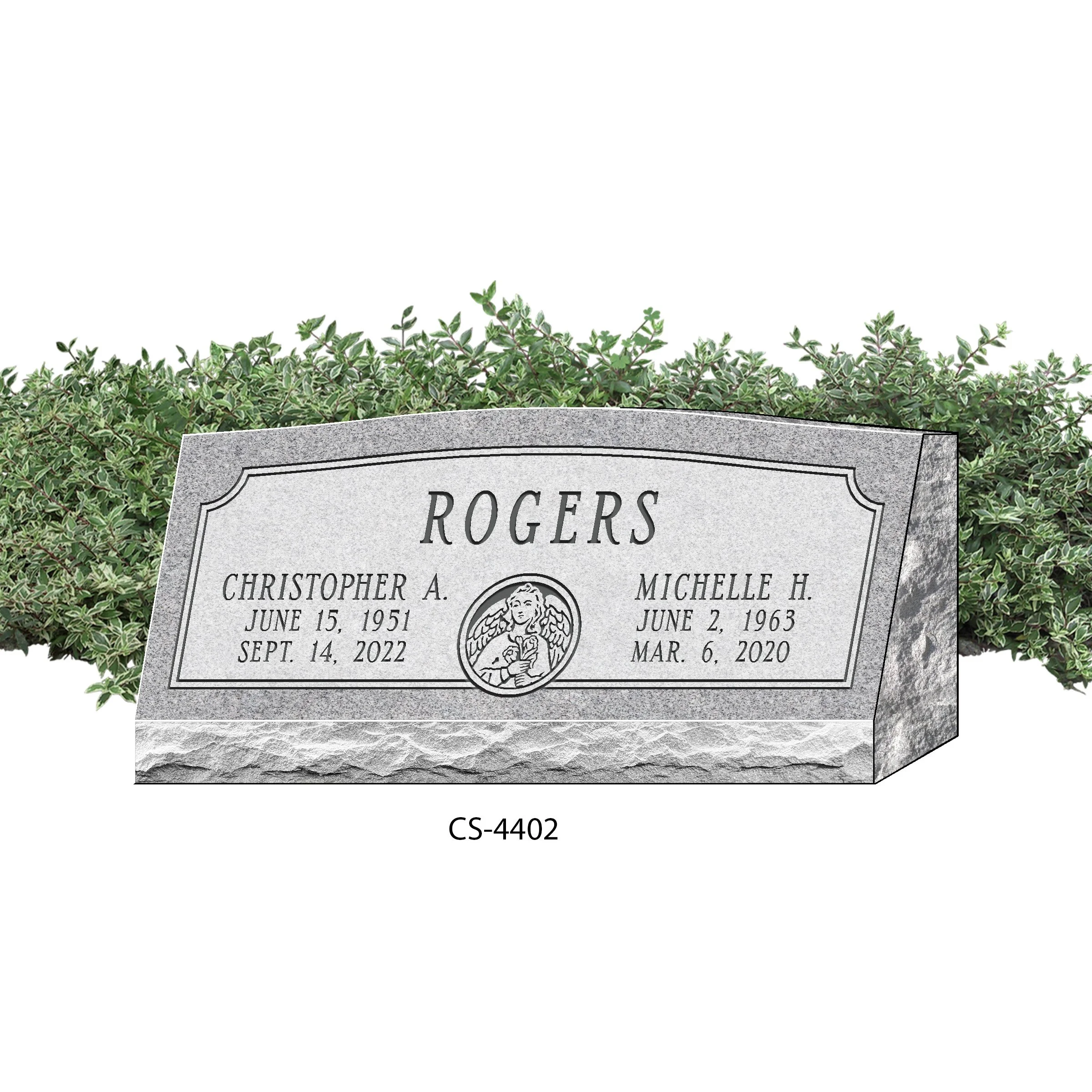 CS-4402 | Angel double slant headstone