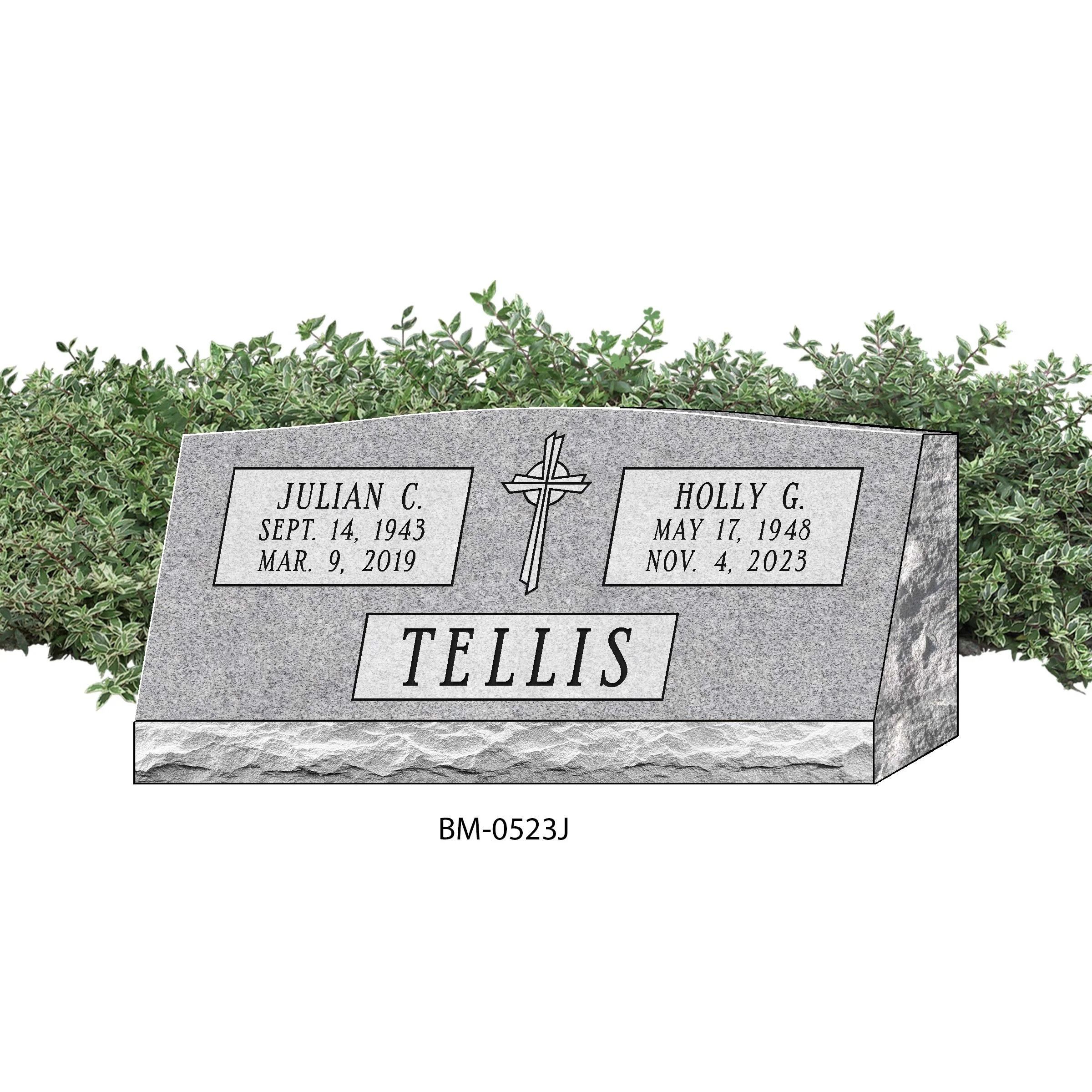 BM-0523J | Modern cross double slant headstone