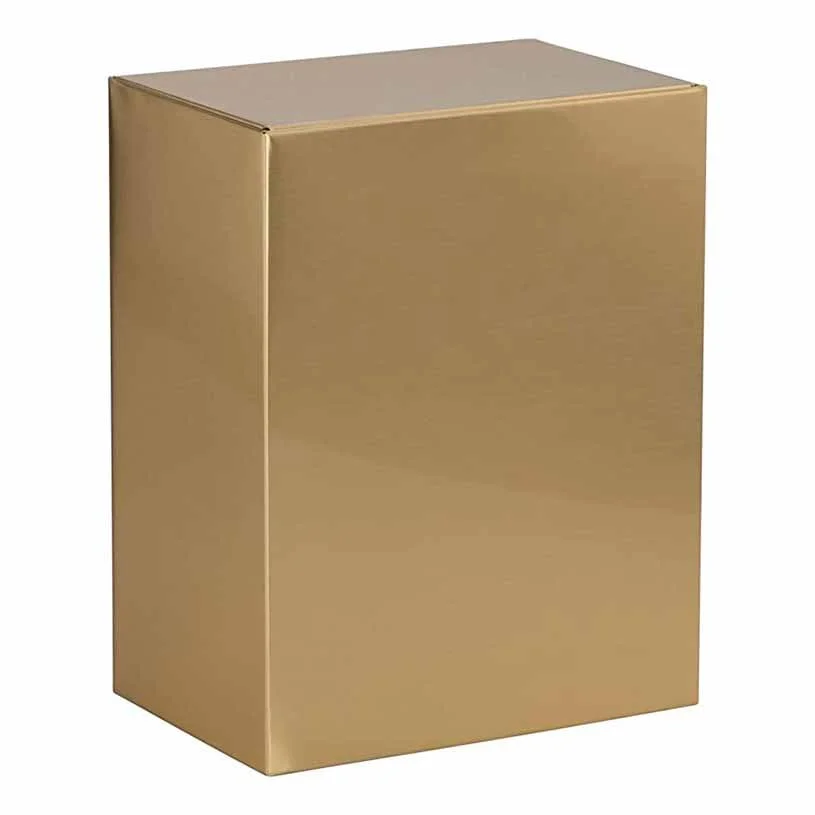Simple modern brass cremation urn for human ashes