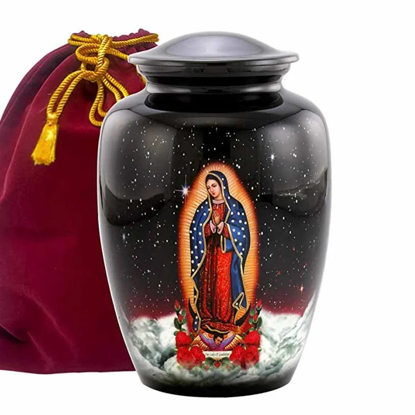 Religious lady of Guadalupe urn for human ashes