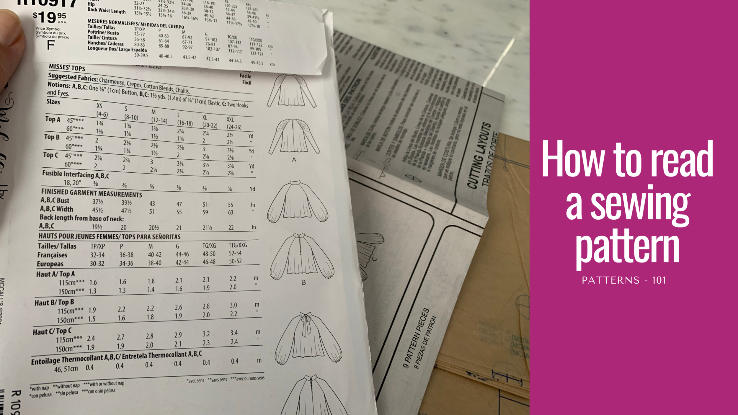 How to read and use a sewing pattern  - Patterns 101