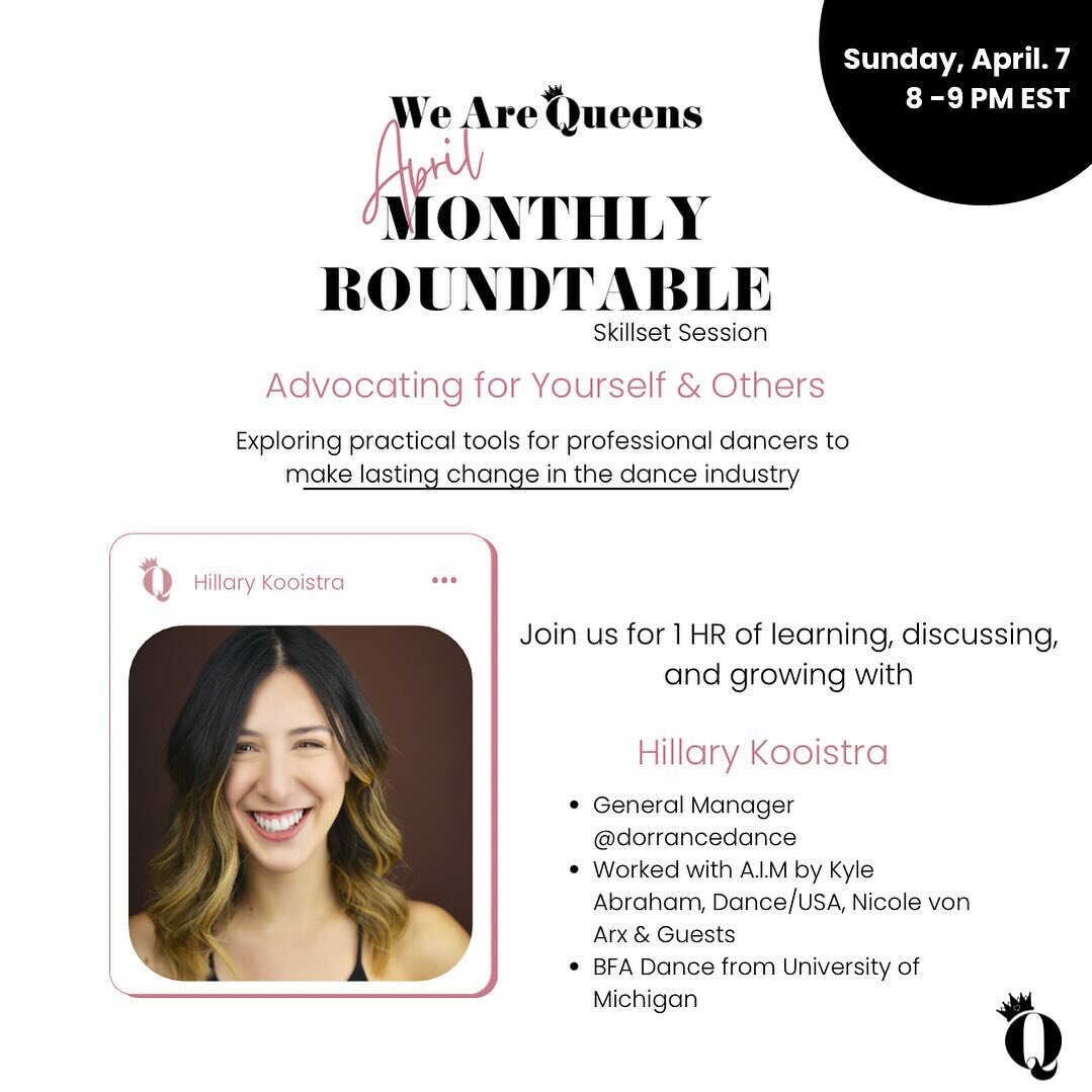 Tonight! Can&rsquo;t wait to see our Queens at our Monthly Roundtable at 8pm ET 💛 Let&rsquo;s recharge &amp; connect with heartfelt discussion led by @yourehillaryous_ @emptywaffle before kicking off a new week 💃🥰