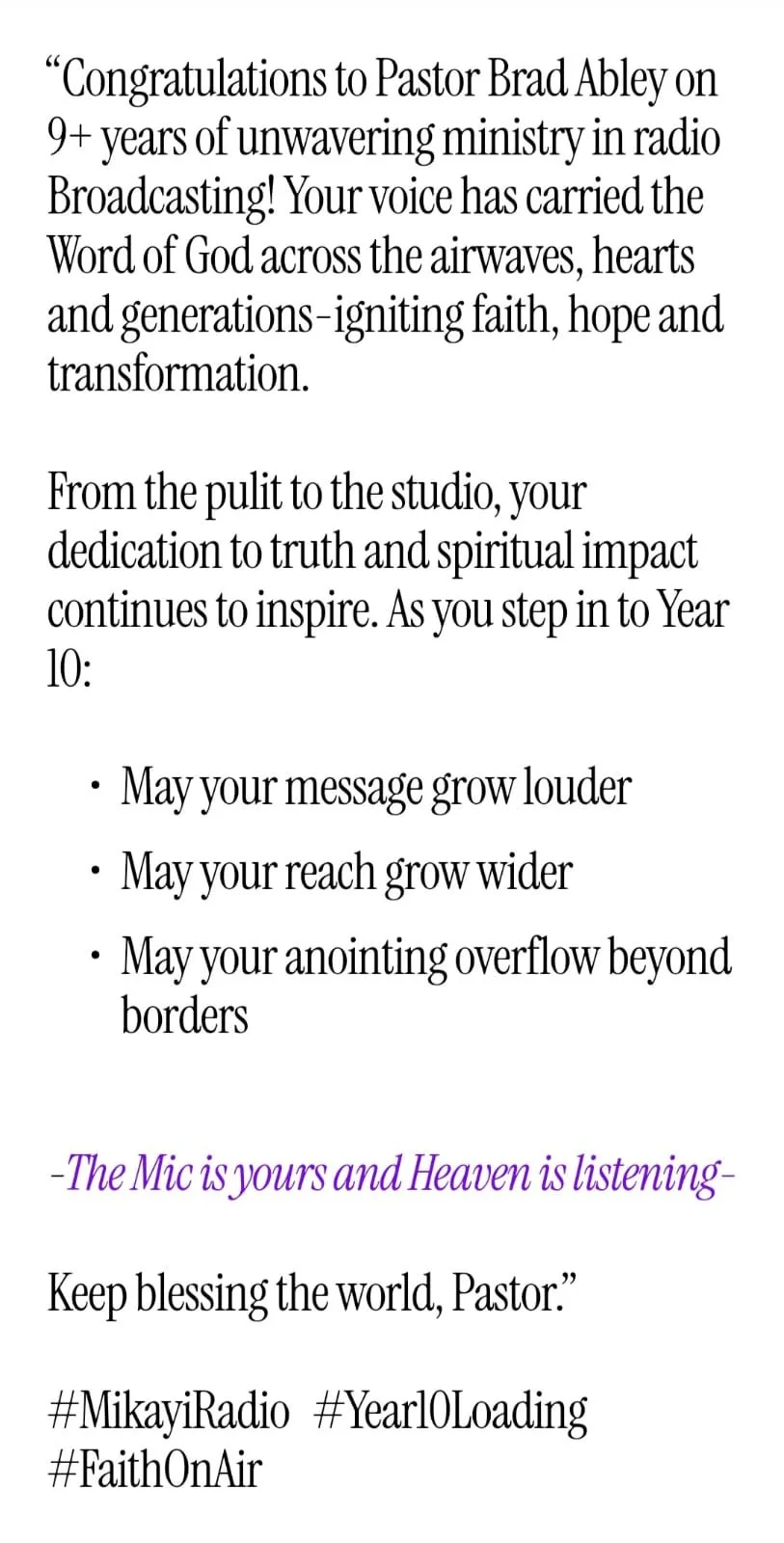 The Mic is Yours, Heaven is Listening