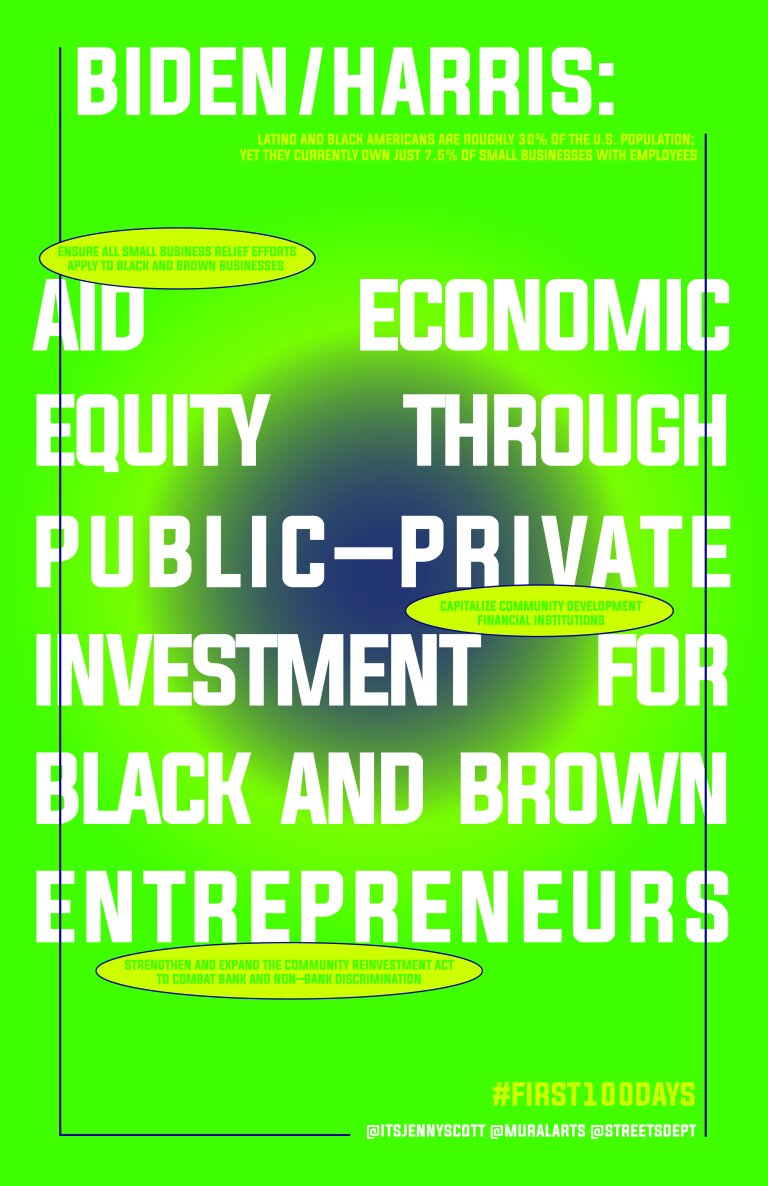 Jenny Scott – Racial economic equity: “We live in an economy based on private owners monetizing goods for financial stability. Given that bureaucratic structures have been historically riddled with racist intentions, Black and brown businesses are st