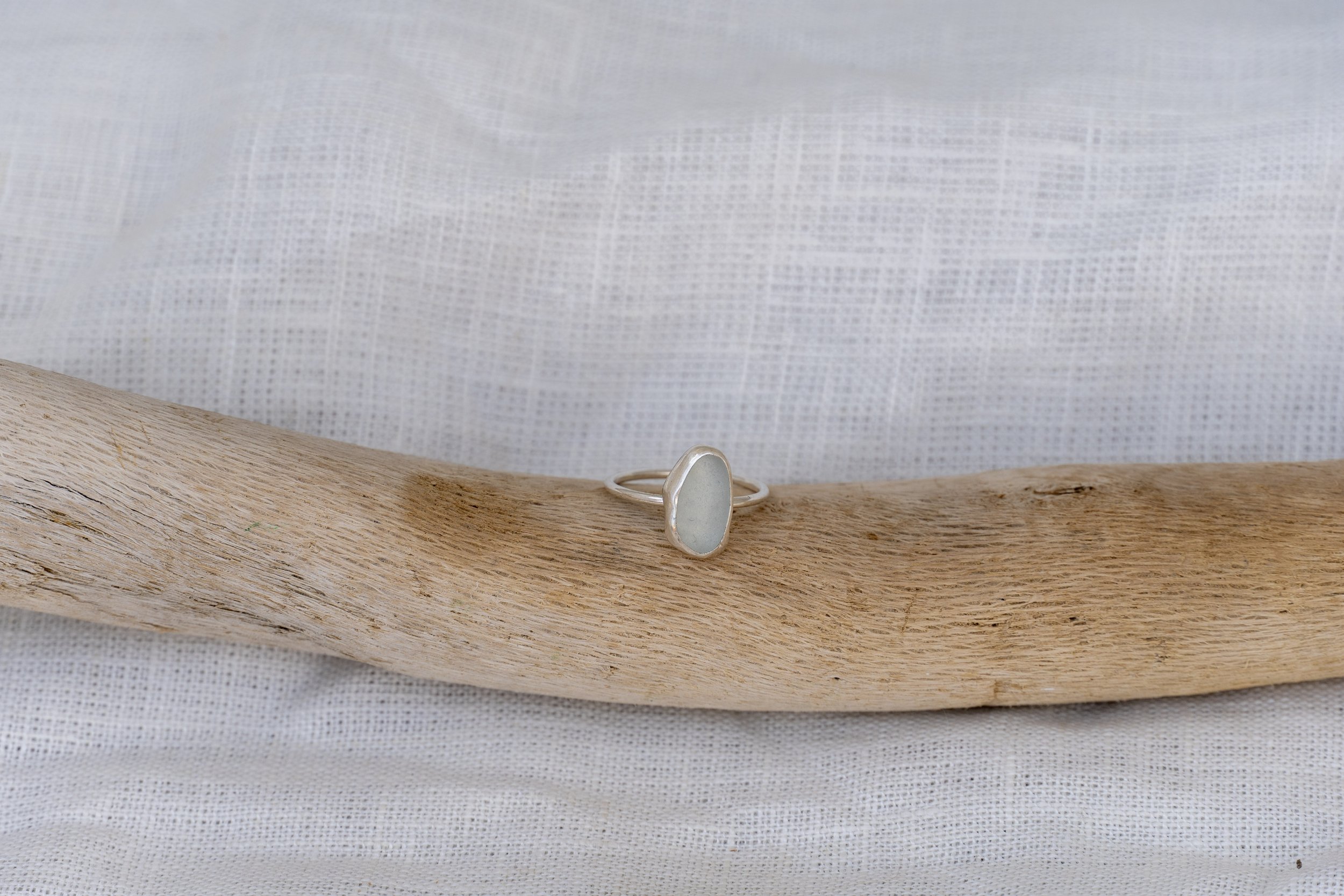 clear seaglass ring! size 6.5