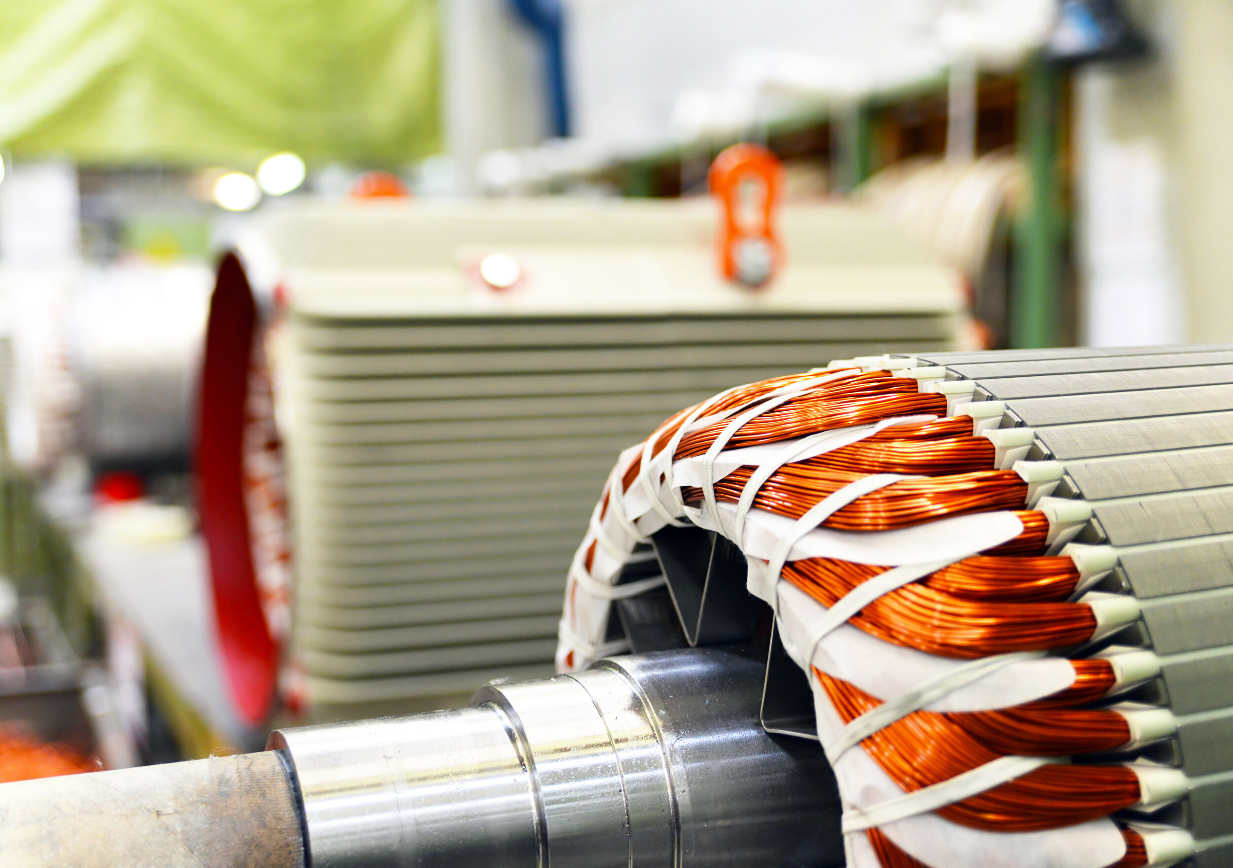 Copper coils of an electric motor