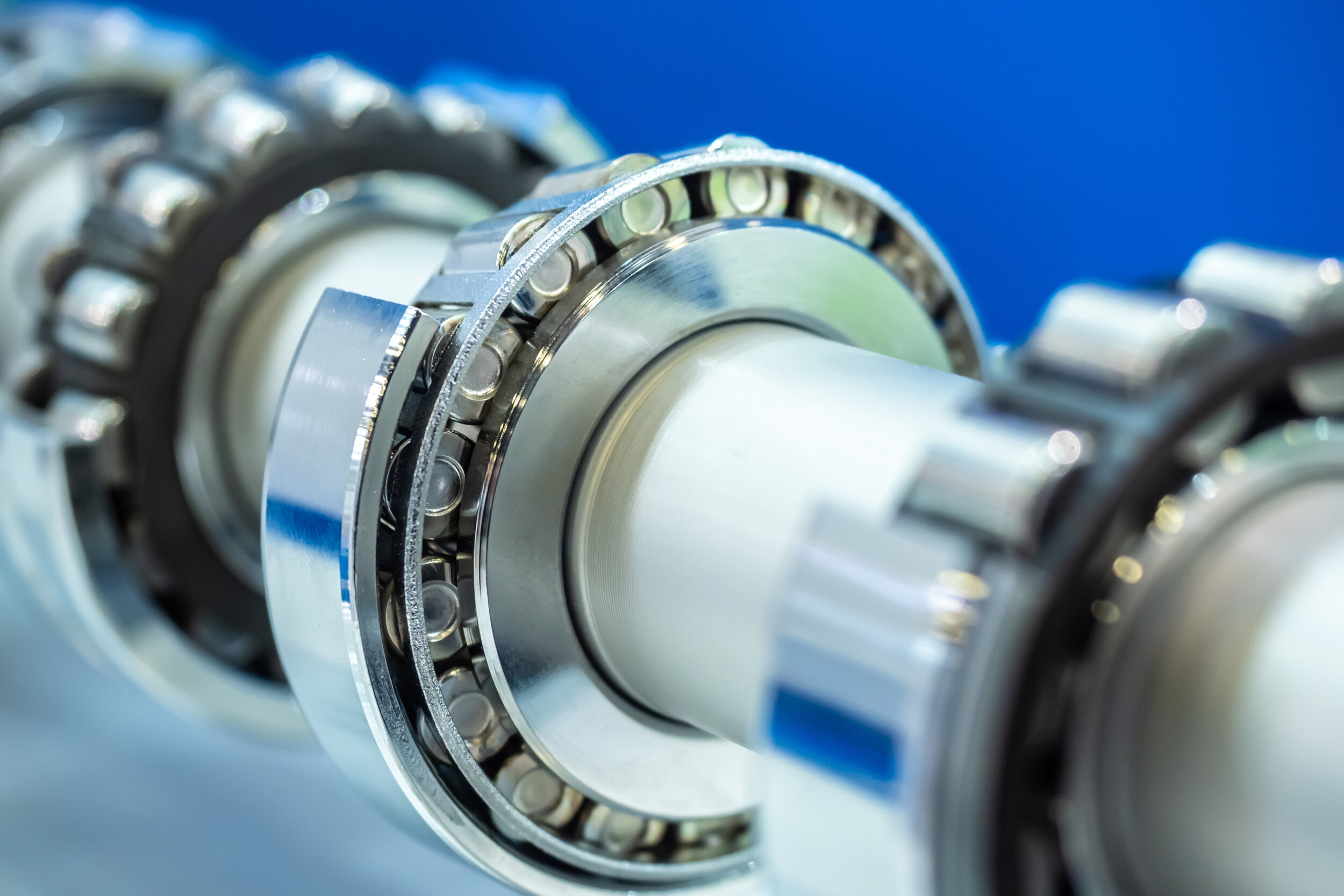 Roller bearings on a shaft