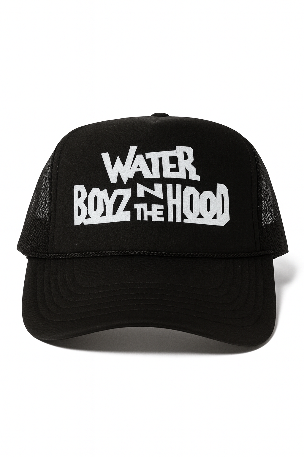 Water Boyz N The Hood Black Trucker Hat With White Logo