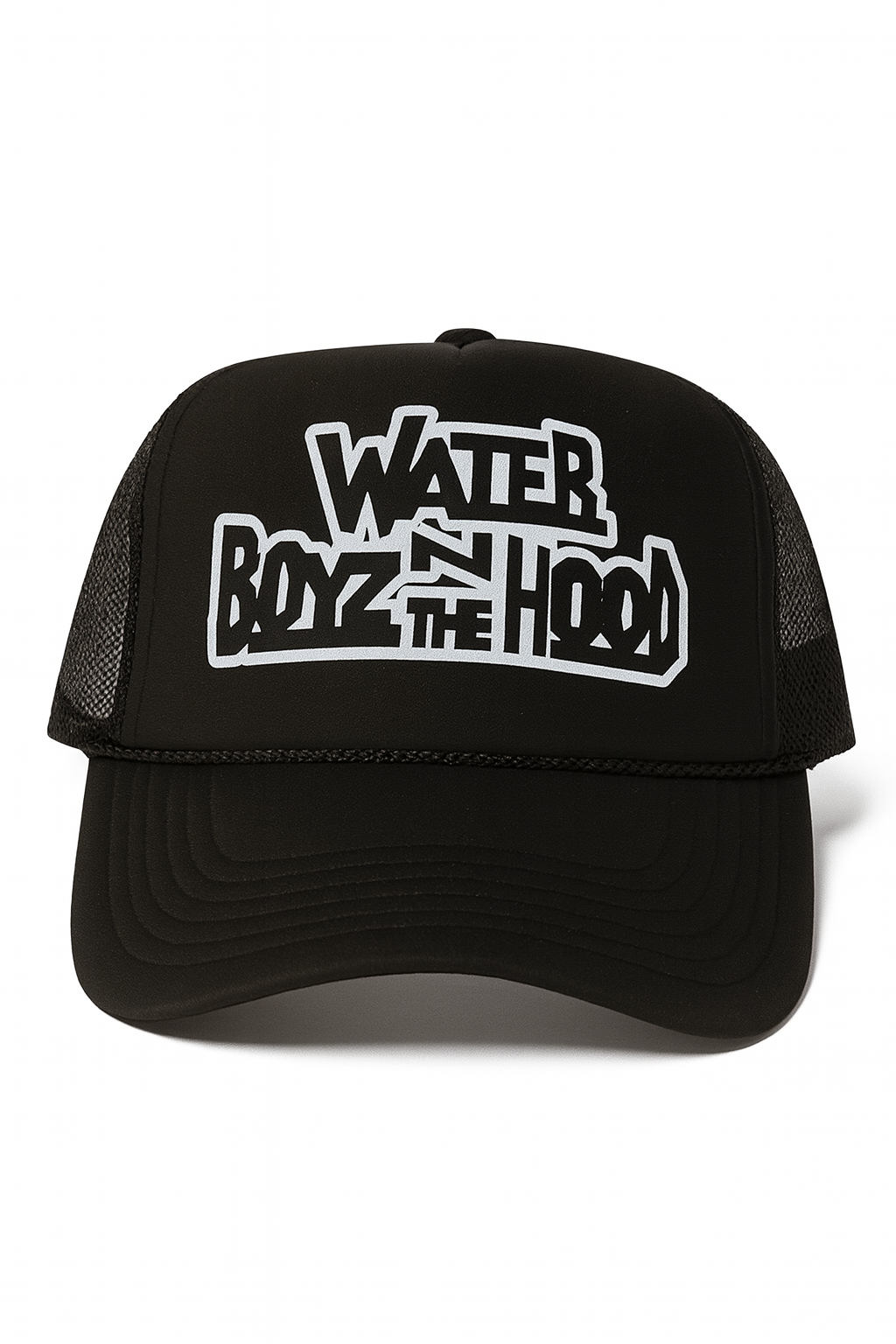Water Boyz N The Hood Black Trucker Hat with Original Logo
