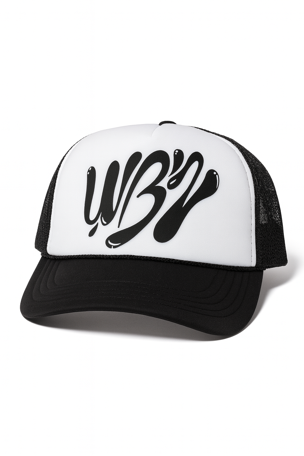 WZB Trucker Hat- Black and White, Adjustable Fit, Stylish Design, Classic Color Scheme