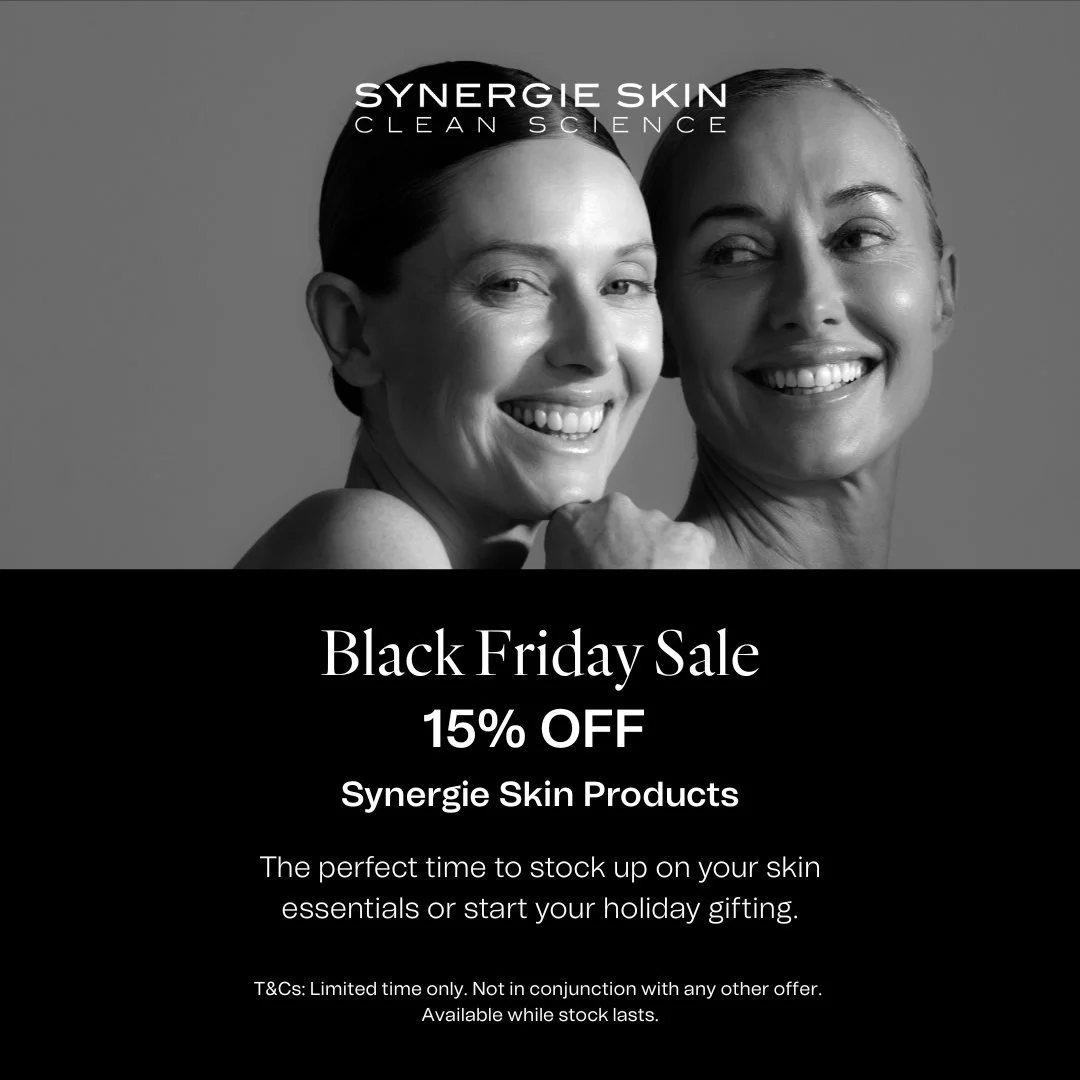 ✨ Black Friday is here! ✨
Enjoy 15% off all Synergie Skin products &mdash; the perfect time to stock up on your skincare faves or try something new.

From barrier-boosting serums to glow-giving moisturisers, Synergie has you covered 🧴💫
Hurry, offer