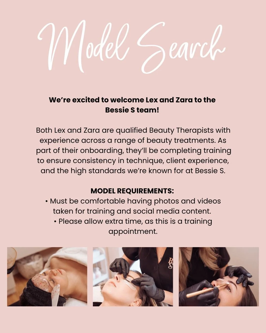 🌸We require models for training purposes🌸
Treatments will be supervised and at a discounted price.
Please message us if you want to book any of these treatments.
We do require a full non refundable payment upfront for these appointments.

Tuesday 1