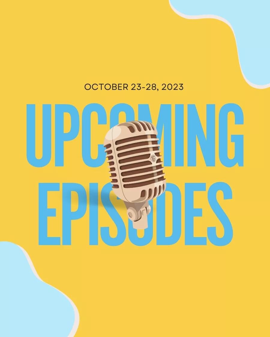 We have a BIG WEEK ahead of us on the podcast 🎙️

Take a look at our upcoming guests👇

✨ 10/23: Maud Ventura (MY HUSBAND) @maudventura_ 
✨ 10/24: Katherine Lin (YOU CAN'T STAY HERE FOREVER) @itskatherinelin 
✨ 10/25: Shane McCrae (PULLING THE CHARI