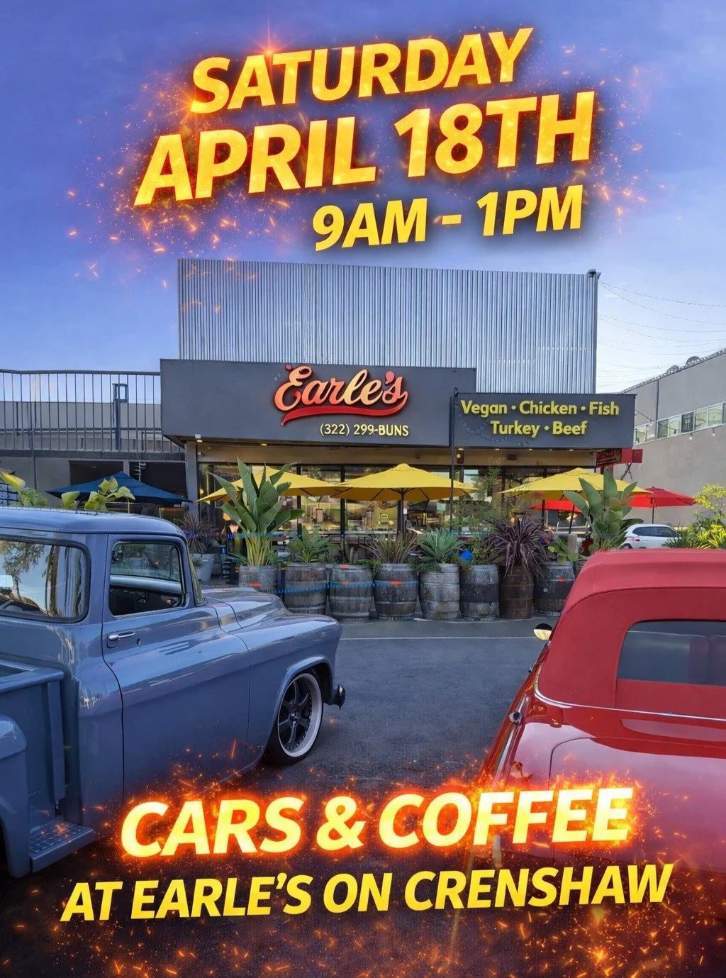 Oh boy! Want to chill out and enjoy som cars and coffee? Come down to Earle's April 18th for our Cars &amp; Coffee event.