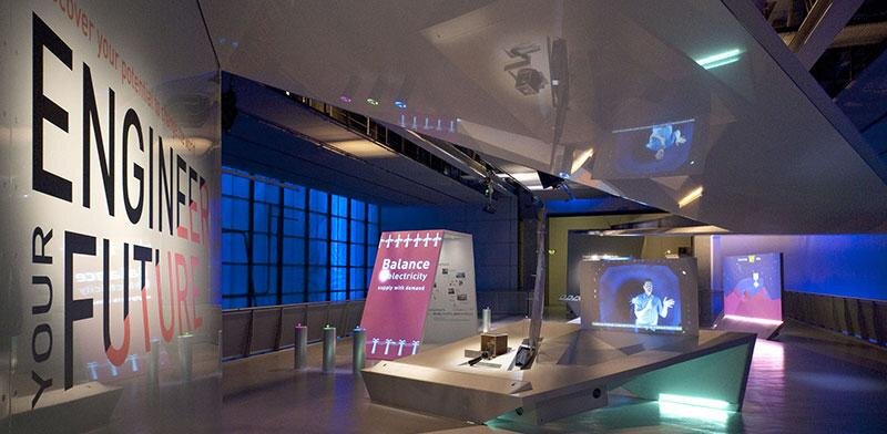 Engineer Your Future - Science Museum London. I worked with Kiss The Frog to develop, evaluate and troubleshoot a set of three huge multi-player projection exhibits that challenge visitors to plan and build different types of networks: a railway netw