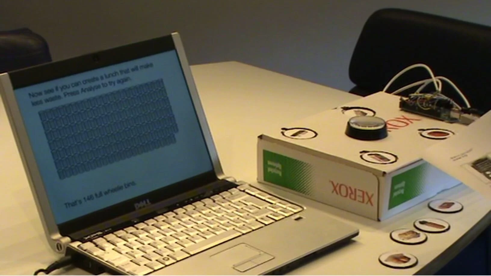 'What's In Your Lunch' Exhibit - East Sussex Composting Centre. This is a prototype of an exhibit I made that  uses RFID tags and an Arduino controller. The exhibit shows how reducing the amount of packaging in your lunch box can dramatically reduce 