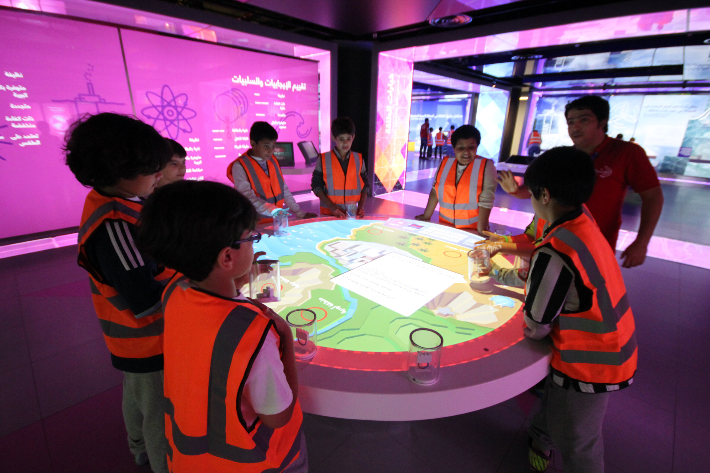 'Power The City' Exhibit - for Mishkat Centre for Atomic and Renewable Energy. This was the original exhibit we installed. It used models of different types of power source set within acrylic tubes with RFID tags in the bases. The finished exhibit lo
