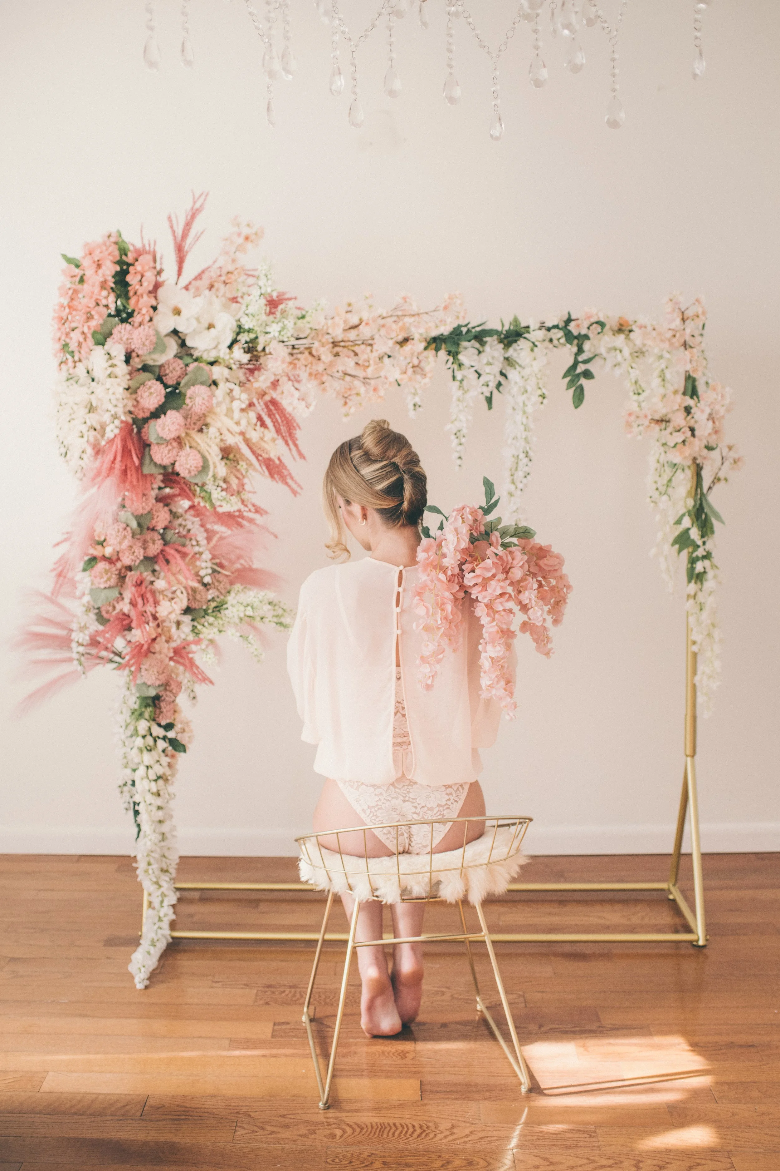 Boudoir Photography on a Floral Backdrop | Boston Boudoir Studio