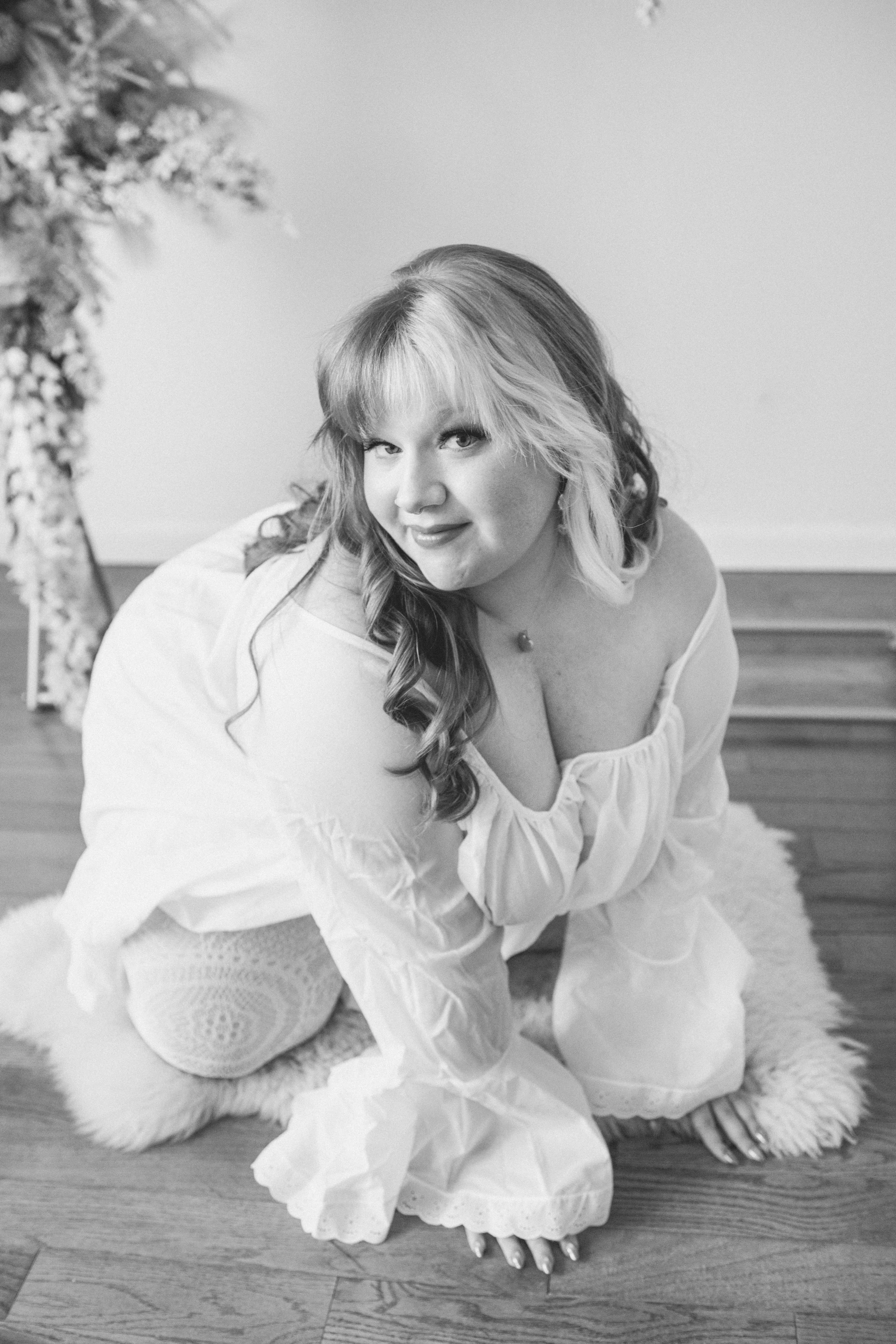 Bridal Boudoir Photography in Boston | Romantic Floral Studio Session