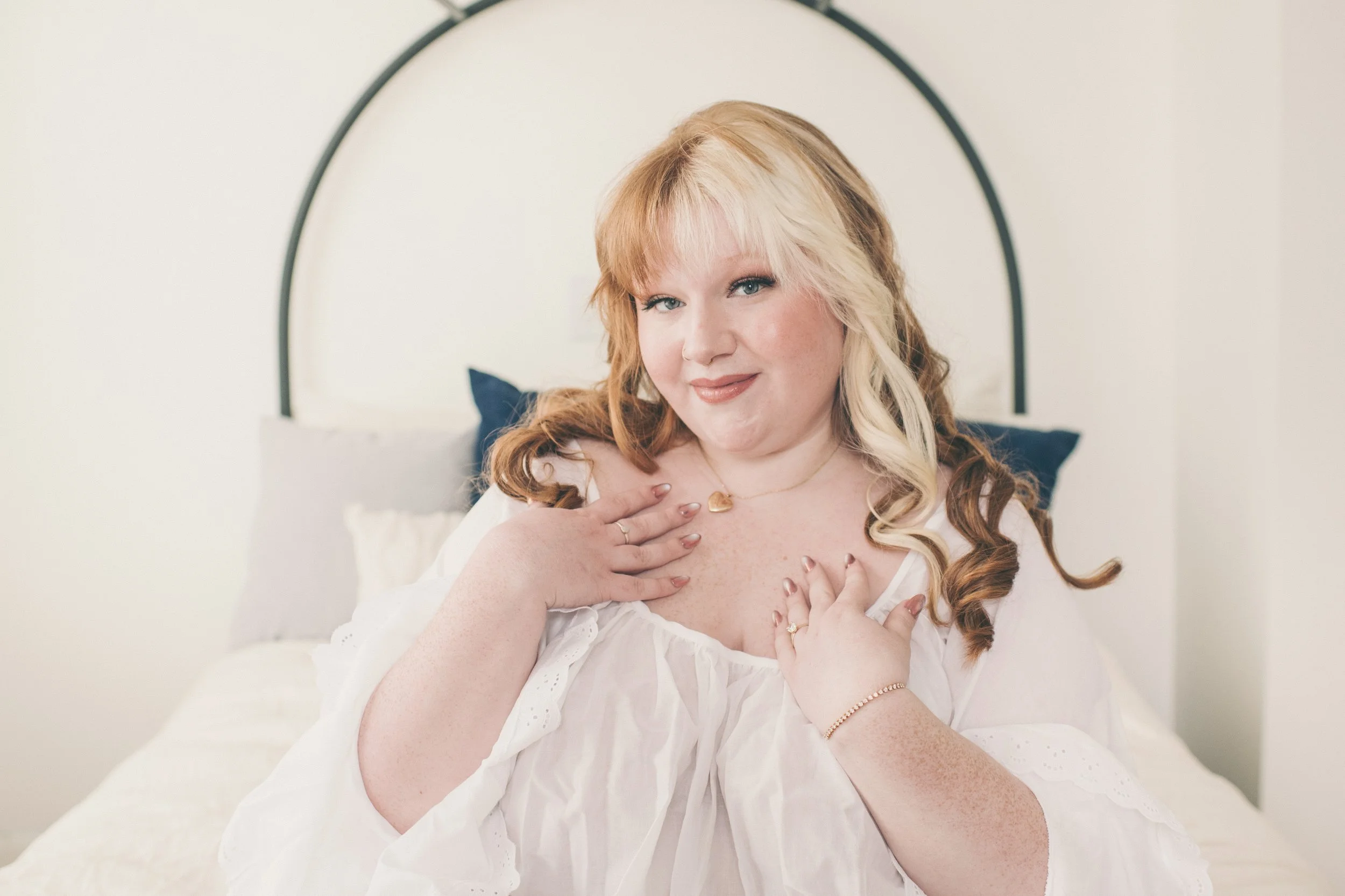 Bride posing during a Boston bridal boudoir photography session, created as a wedding gift 