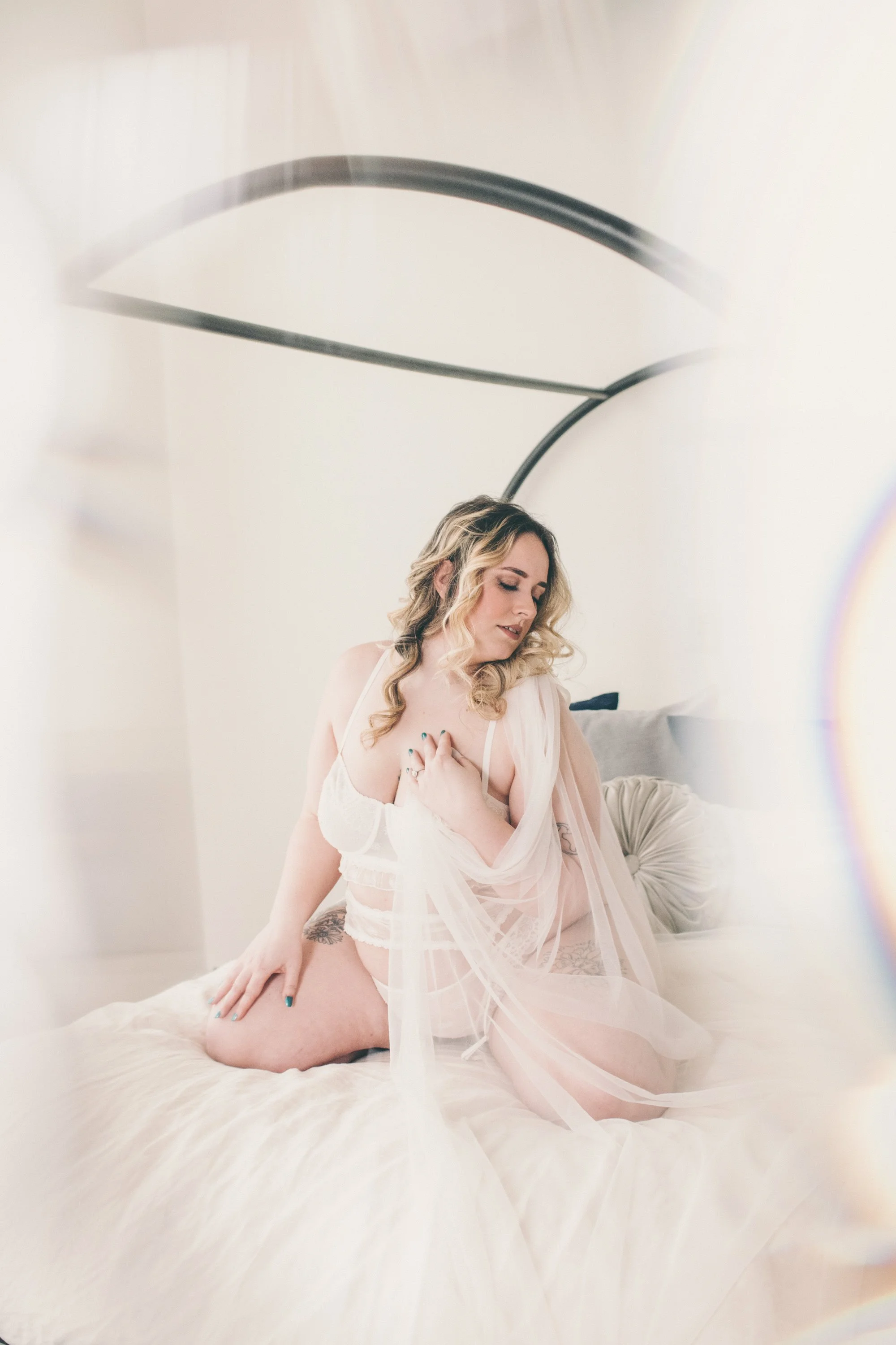 Boston Bridal Boudoir Photography | Romantic Wedding-Inspired Studio Session