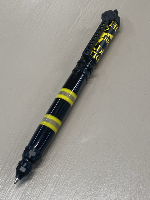 Firefighter Themed Pen in Matte Black and Yellow
