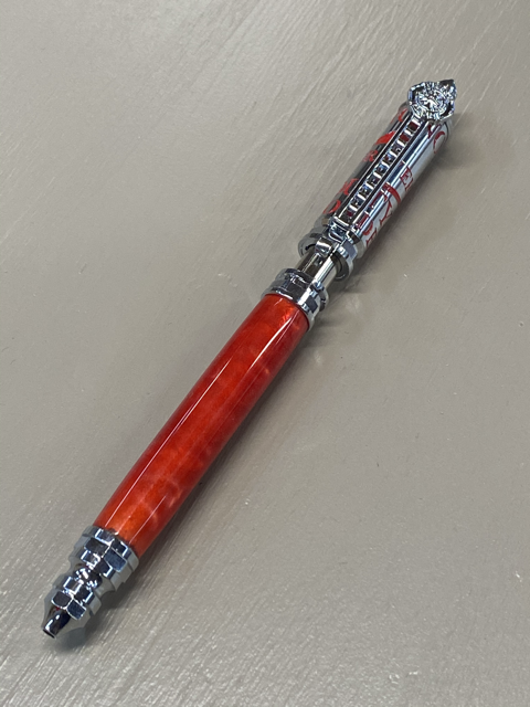 Firefighter Push and Lock Pen in Chrome Finish