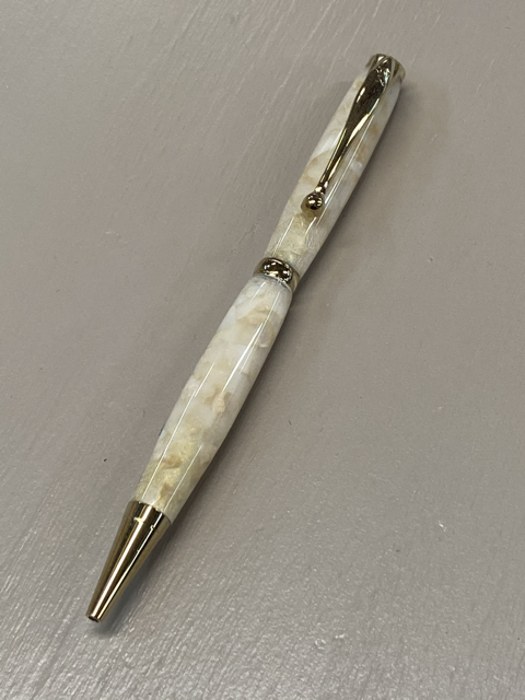 Slimline Pen in Gold Finish and Seashell Acrylic