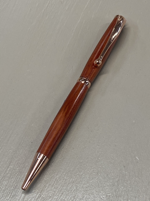 Slimline Pen with Rose Gold Finish in Red Heart