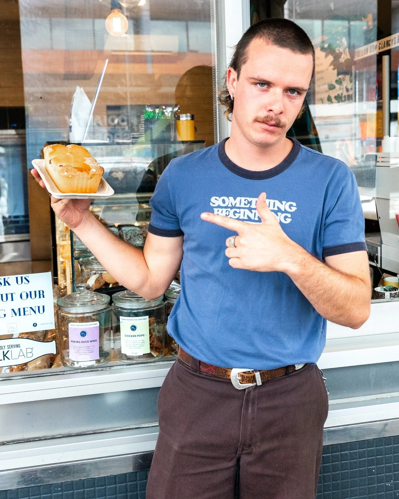 Ned approves our apple raspberry teacake. Go on, give it a go!