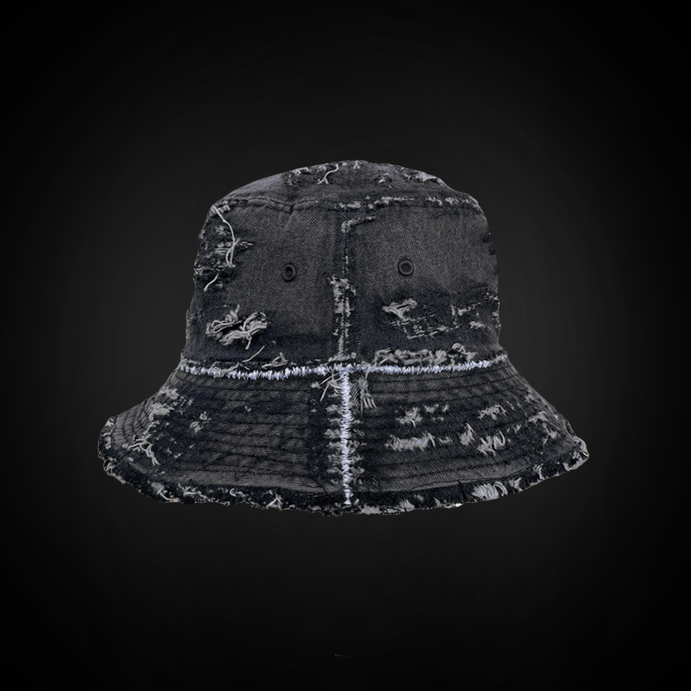 Grey Distressed Distinct Bucket Hat