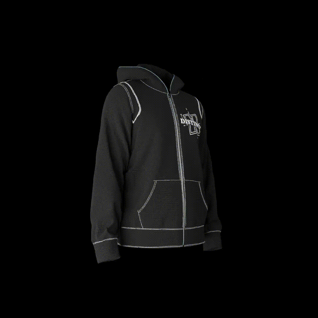 "Logo Disruption" Black Full-Zip Hoodie