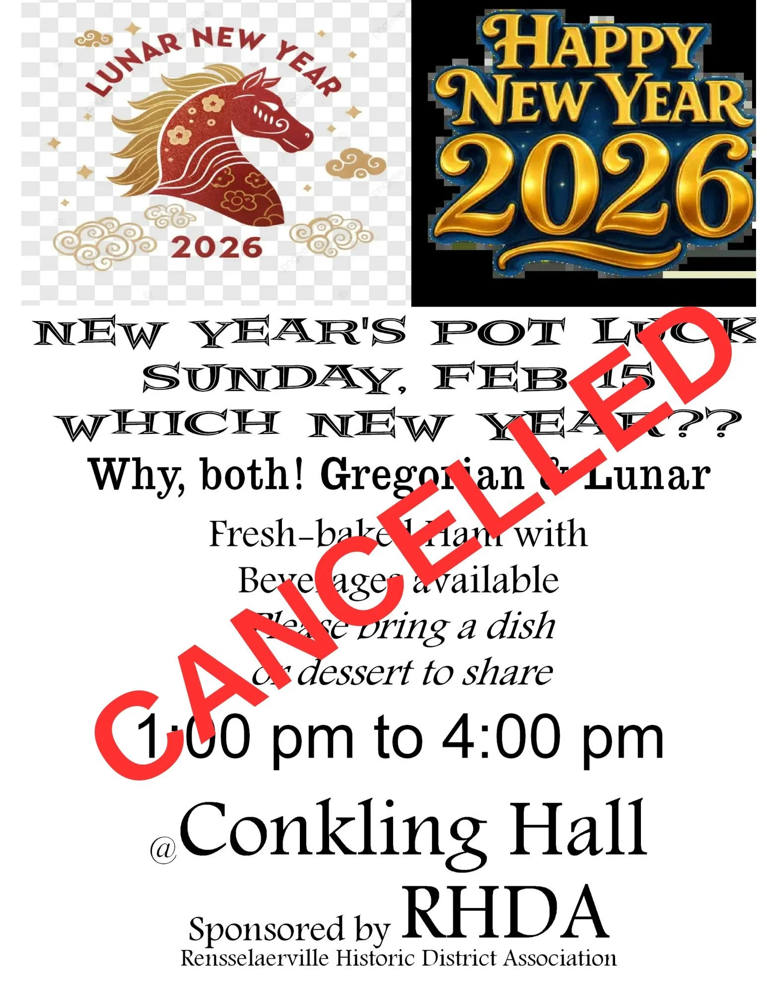 New Year's Potluck HAS BEEN CANCELLED